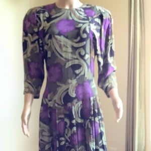 Vintage 80’s Paquette Too! Dress, made in USA, rayon, size 10, modern size S/XS